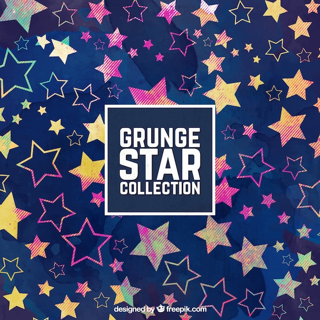 Grunge background con stelle colorate