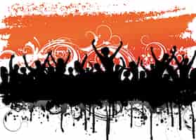 Free vector grunge background with a silhouette of an excited audience
