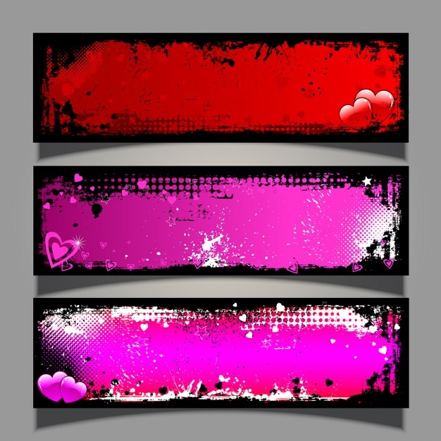 Free vector grunge banners for valentine