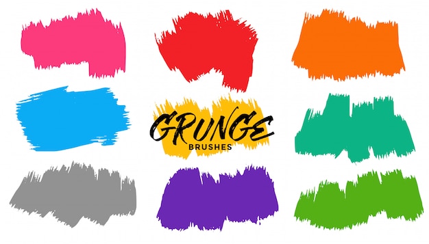 Free vector grunge brush stroke set of nine