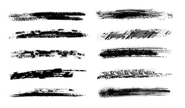 grunge brush strokes set