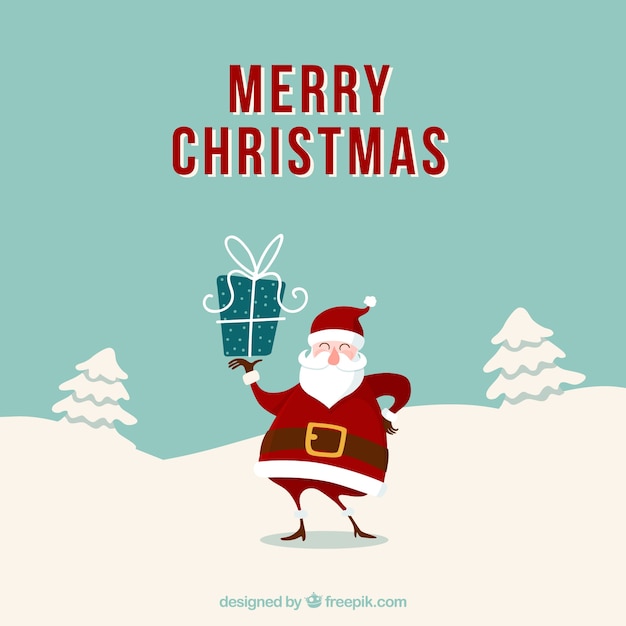 Free vector grunge christmas card with santa claus