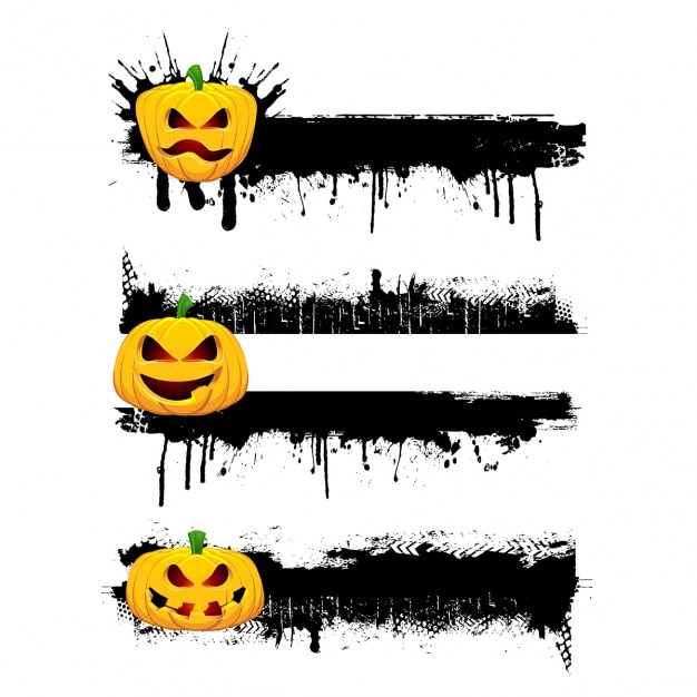 Grunge halloween borders with evil pumpkins