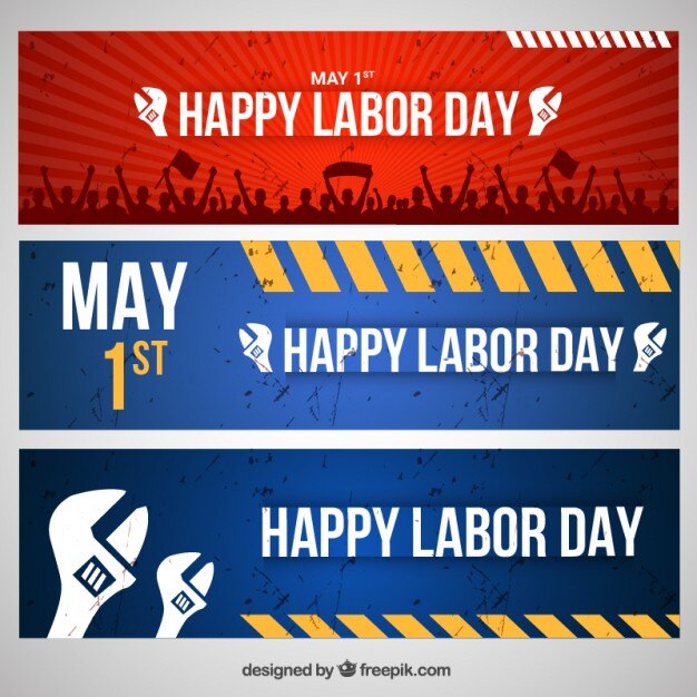 Grunge labor day banners