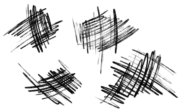 Grunge scribble brush strokes set