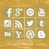 Free vector grunge social media icons