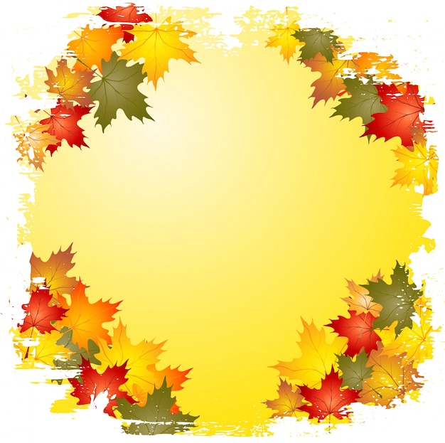 Grunge style border of autumn leaves