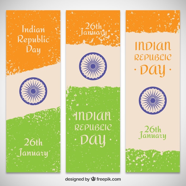 Free vector grungy indian republic day banners