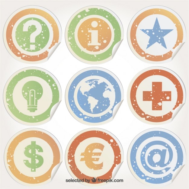 Free Vector grungy stickers with icons