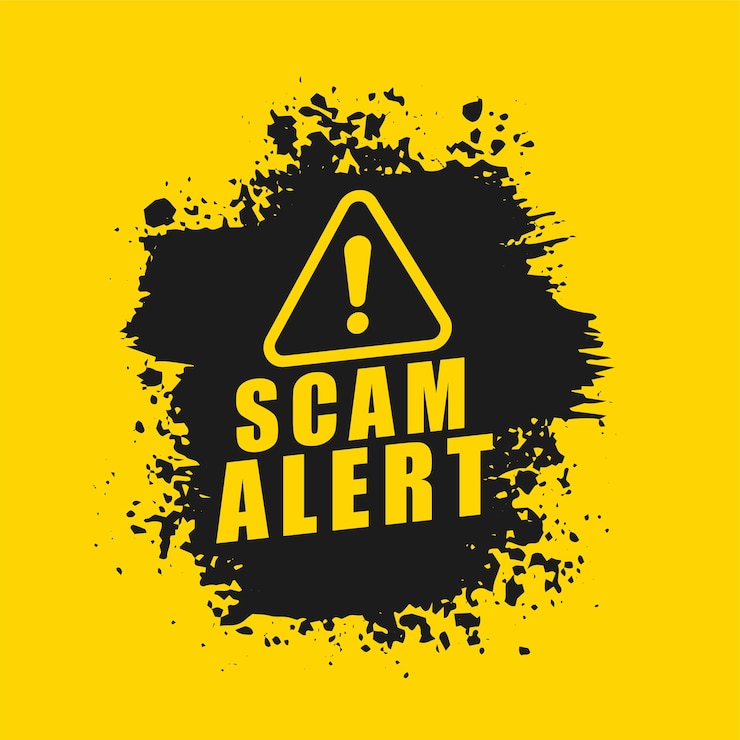 Free Vector grungy style scam alert yellow background keep your data protected