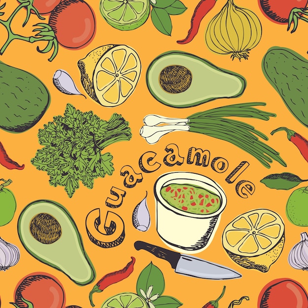 Guacamole seamless pattern