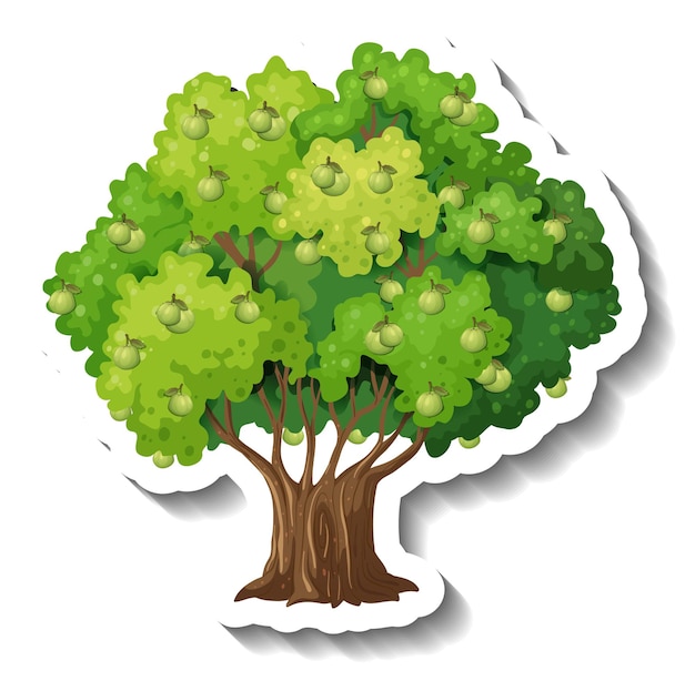 Бесплатное векторное изображение Наклейка дерево гуава на белом фоне