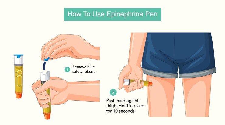 Free Vector guide to using an epinephrine pen