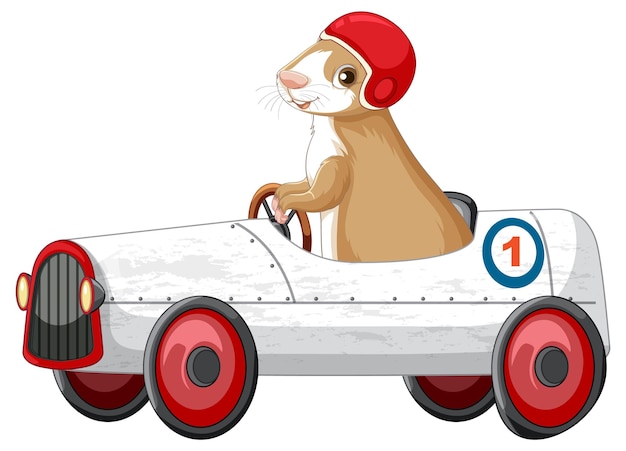 Vettore gratuito fumetto del giocattolo dell'automobile di guida della cavia