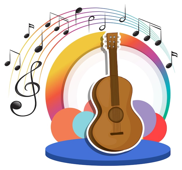 Бесплатное векторное изображение Гитара с музыкальной мелодией символ мультфильма