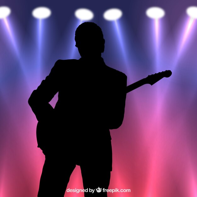 Free vector guitarist silhouette backlit