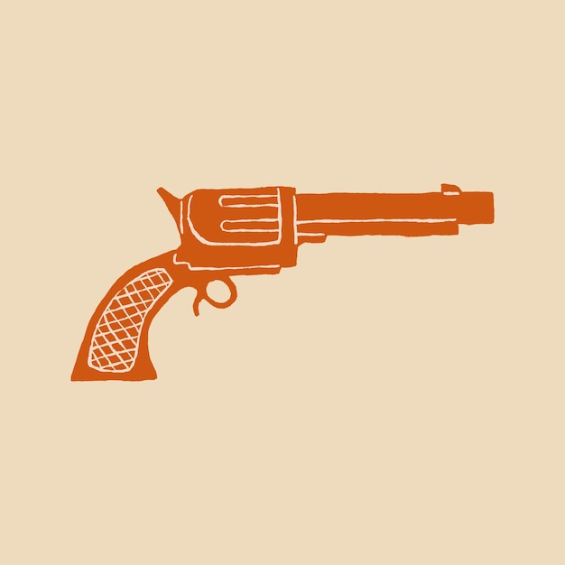 Vettore gratuito vettore del logo della pistola in tema arancione e cowboy