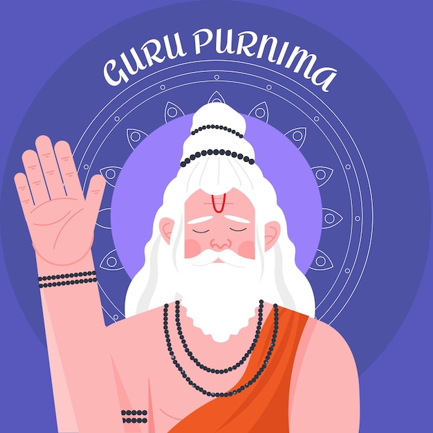 Vettore gratuito guru purnima celebrazione illustrazione