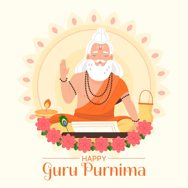 Vettore gratuito guru purnima celebrazione illustrazione