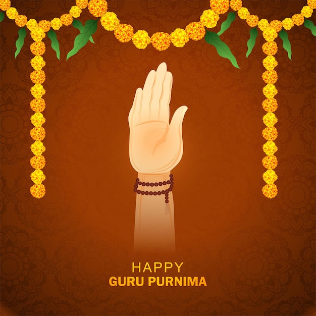 Бесплатное векторное изображение Фестиваль гуру пурнима на руке гуру благословляет его спину шишья