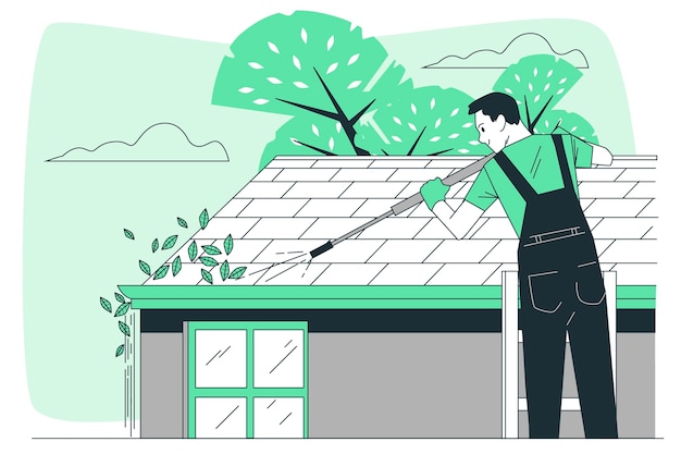 Free vector gutter cleaning concept illustration