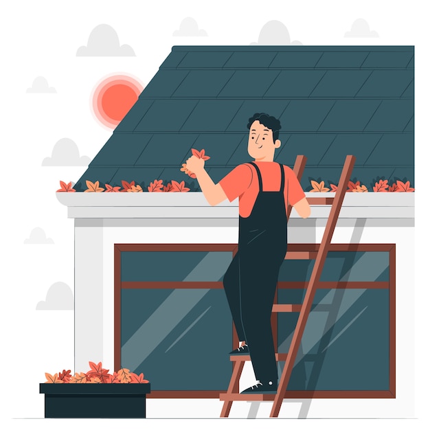 Free vector gutter cleaning concept illustration