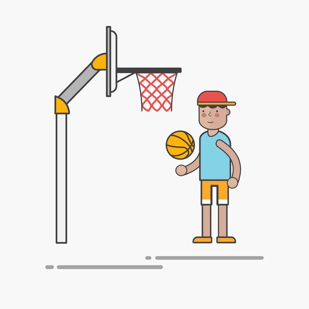 Парень играет в баскетбол