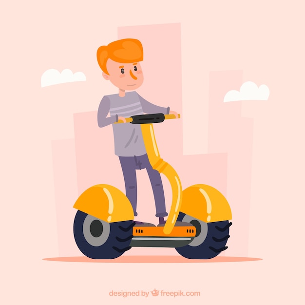 Guy riding modern segway