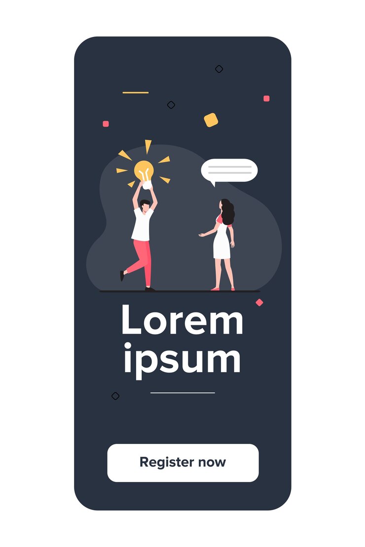 Free Vector guy sharing brilliant idea with friend, girlfriend or colleague. man holding shining lightbulb flat vector illustration