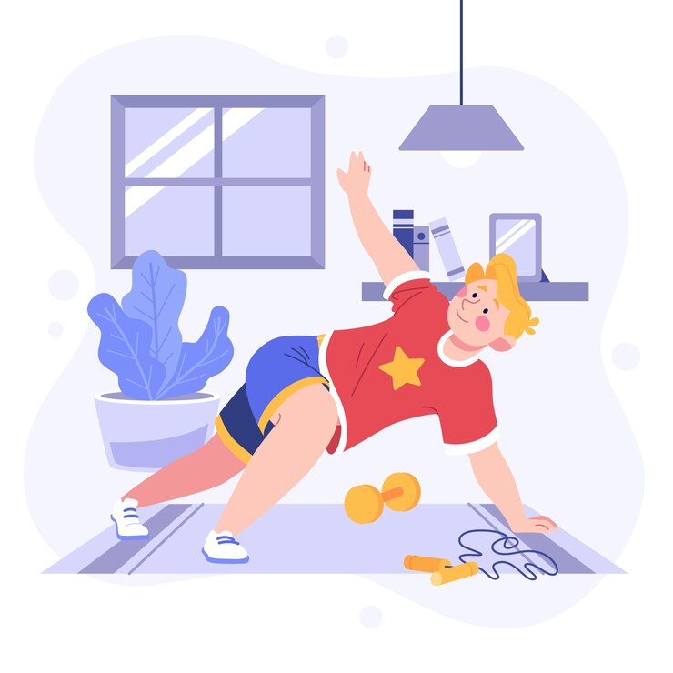 Free Vector guy training at home concept