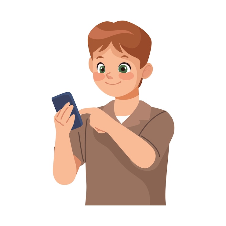 Бесплатный Вектор парень, использующий смартфон изолированный дизайн