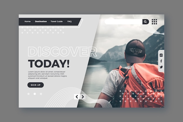 image slider website template free download Free vector guy with backpack travelling landing page