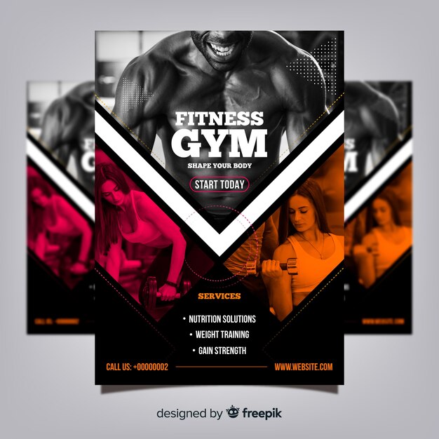 Gym club flyer template with photo