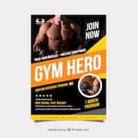 Free vector gym cover template with image