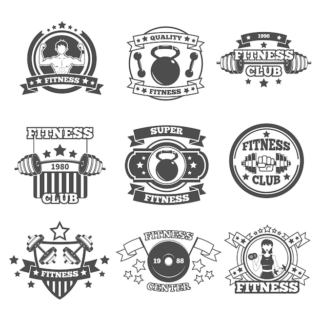 Free vector gym emblems set