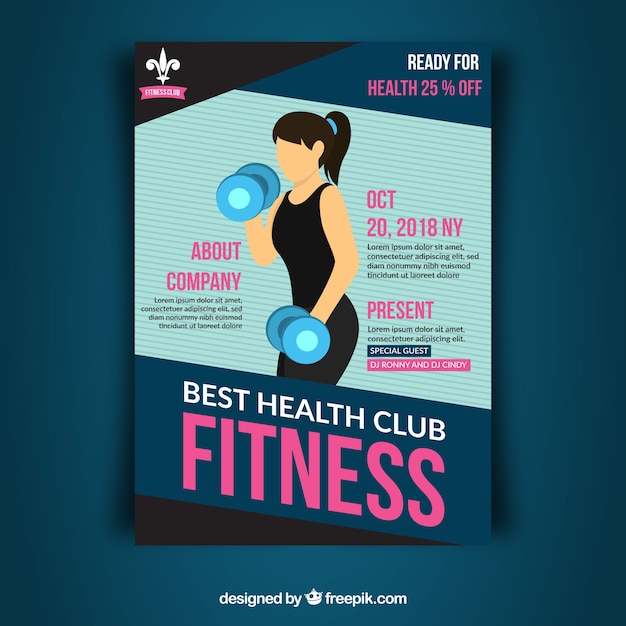 Free vector gym flyer template in flat style