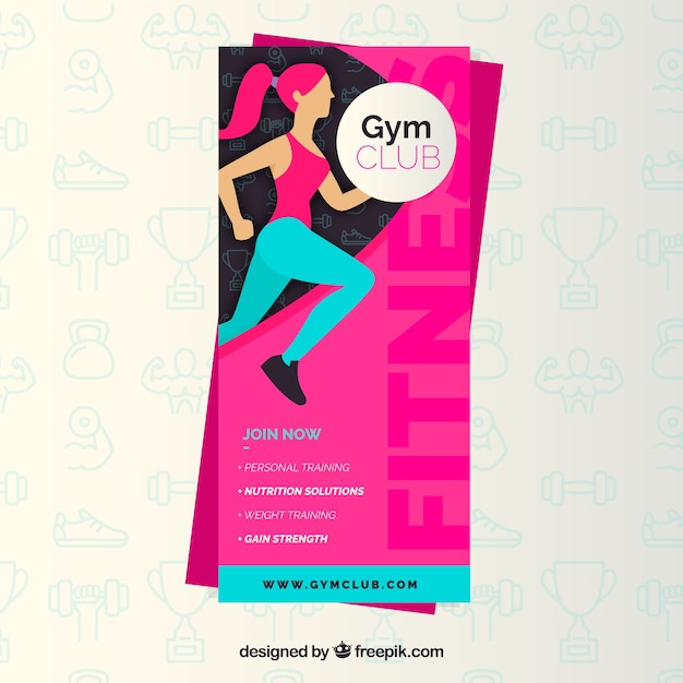 Free vector gym flyer template in flat style