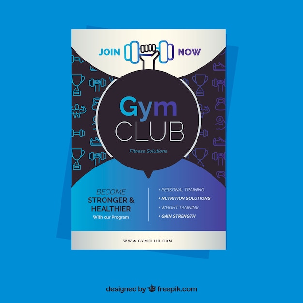 Gym flyer template in flat style