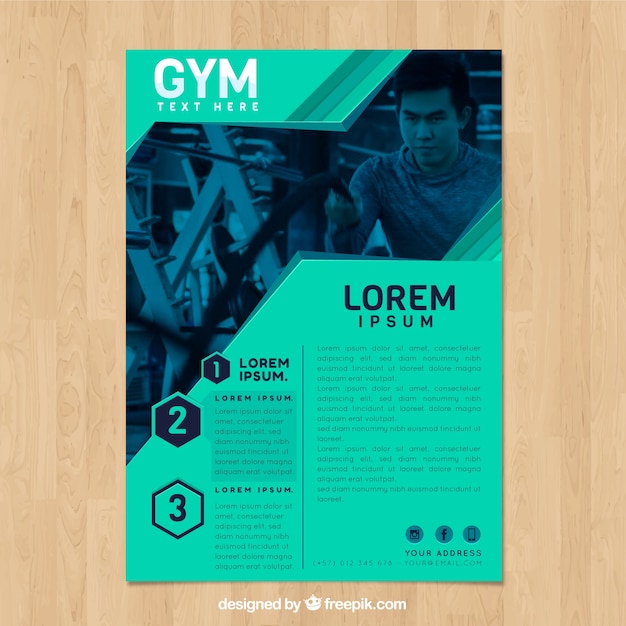 Gym flyer template in flat style