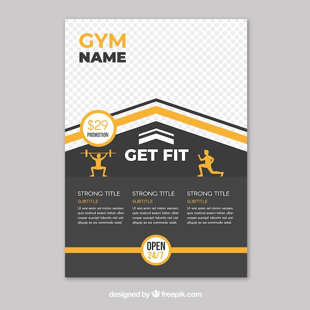 Gym flyer template with flat design