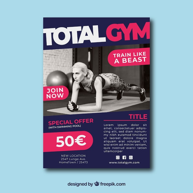 Free vector gym flyer template