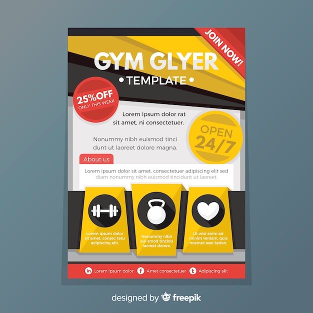 Free vector gym flyer template