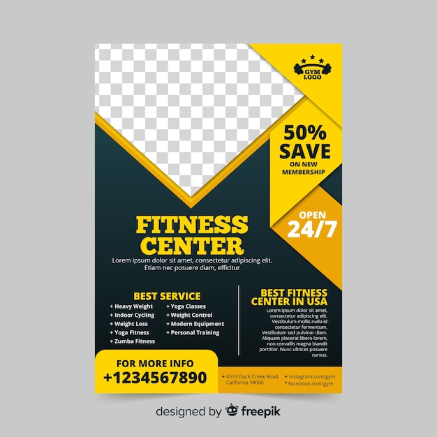 Free vector gym flyer template