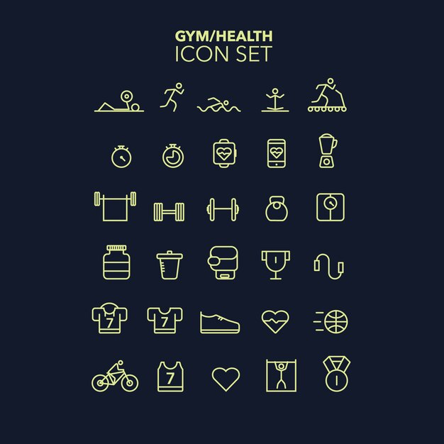 Gym icon set