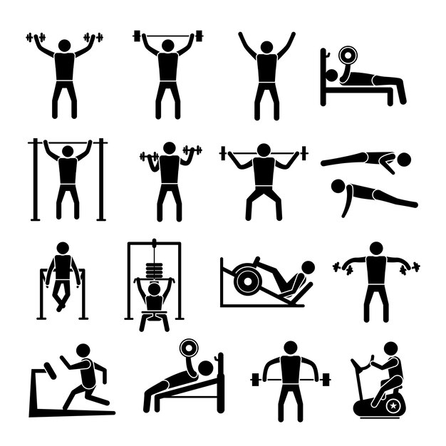 Fitness Icons Over White Background. Vector Illustration Royalty