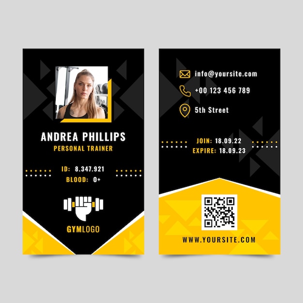 Free vector gym id card template design