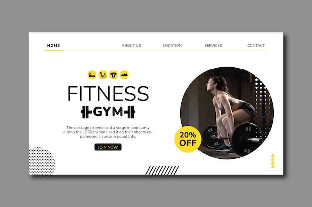 Gym landing page template design