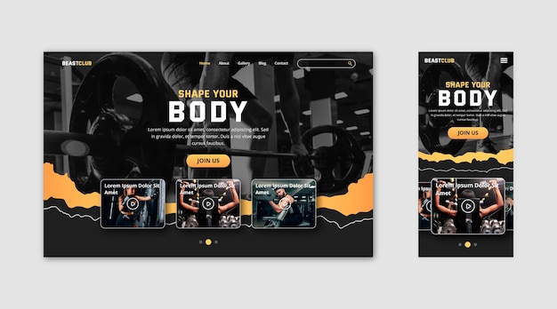 Free vector gym landing page template