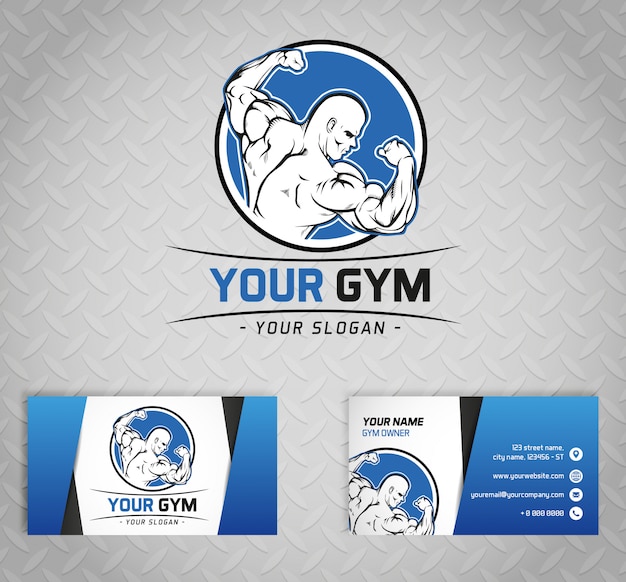 Download Free Gym Logo And Business Cards On Metal Background Premium Vector Use our free logo maker to create a logo and build your brand. Put your logo on business cards, promotional products, or your website for brand visibility.