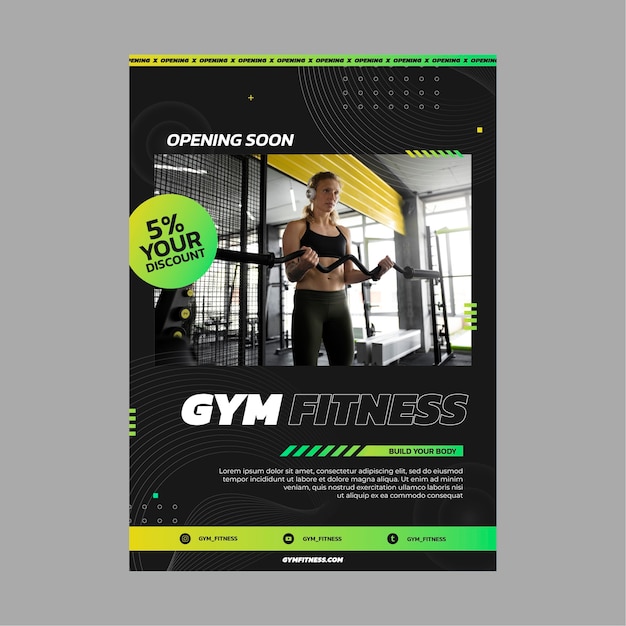 Free vector gym poster template design